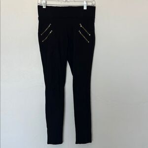 Ci Sono Black Skinny Ponte Knit Moto Dress Pants Women's Size Large